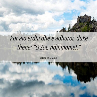 Picture 06 - Mateu 15:25 ALB - Por ajo erdhi dhe e adhuroi, duke thënë: “O - Bible Verse Picture