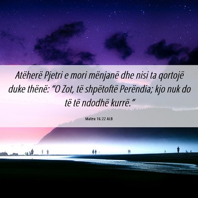 Picture 06 - Mateu 16:22 ALB - Atëherë Pjetri e mori mënjanë dhe nisi ta - Bible Verse Picture