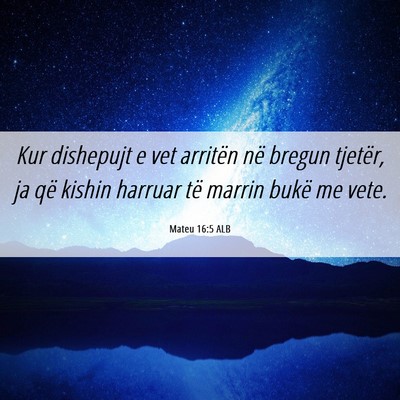 Picture 06 - Mateu 16:5 ALB - Kur dishepujt e vet arritën në bregun tjetër, - Bible Verse Picture