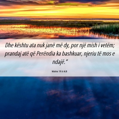 Picture 06 - Mateu 19:6 ALB - Dhe kështu ata nuk janë më dy, por një mish i - Bible Verse Picture