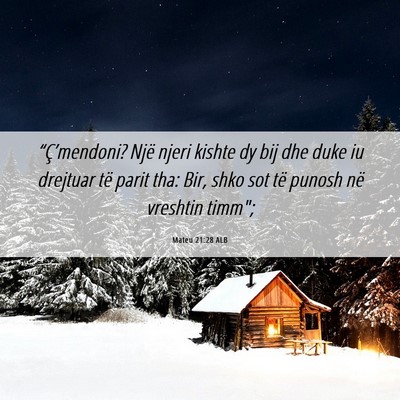 Picture 06 - Mateu 21:28 ALB - “Ç’mendoni? Një njeri kishte dy bij dhe - Bible Verse Picture
