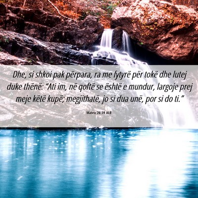 Picture 06 - Mateu 26:39 ALB - Dhe, si shkoi pak përpara, ra me fytyrë për - Bible Verse Picture