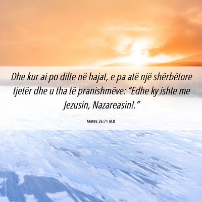 Picture 06 - Mateu 26:71 ALB - Dhe kur ai po dilte në hajat, e pa atë një - Bible Verse Picture