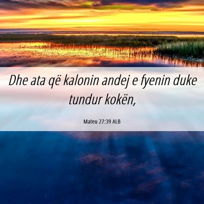 Picture 06 - Mateu 27:39 ALB - Dhe ata që kalonin andej e fyenin duke tundur - Bible Verse Picture