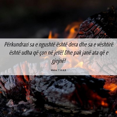 Picture 06 - Mateu 7:14 ALB - Përkundrazi sa e ngushtë është dera dhe sa e - Bible Verse Picture