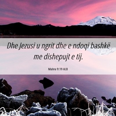 Picture 06 - Mateu 9:19 ALB - Dhe Jezusi u ngrit dhe e ndoqi bashkë me - Bible Verse Picture