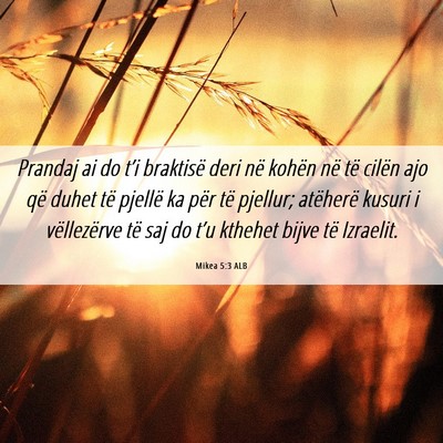 Picture 06 - Mikea 5:3 ALB - Prandaj ai do t’i braktisë deri në kohën në - Bible Verse Picture