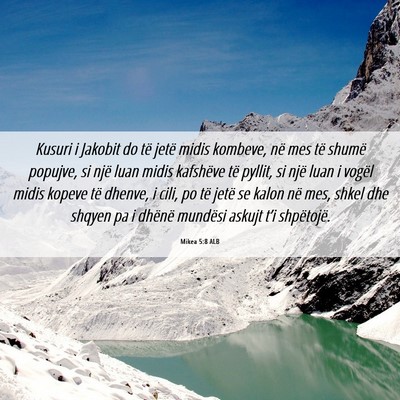 Picture 06 - Mikea 5:8 ALB - Kusuri i Jakobit do të jetë midis kombeve, në - Bible Verse Picture