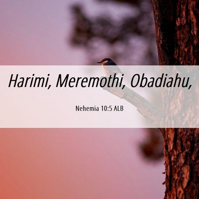 Picture 06 - Nehemia 10:5 ALB - Harimi, Meremothi, - Bible Verse Picture