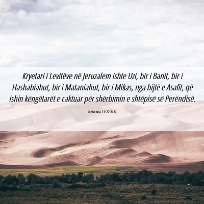 Picture 06 - Nehemia 11:22 ALB - Kryetari i Levitëve në Jeruzalem ishte Uzi, bir - Bible Verse Picture