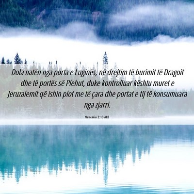 Picture 06 - Nehemia 2:13 ALB - Dola natën nga porta e Luginës, në drejtim të - Bible Verse Picture