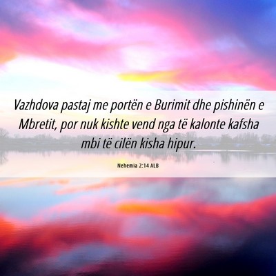 Picture 06 - Nehemia 2:14 ALB - Vazhdova pastaj me portën e Burimit dhe - Bible Verse Picture