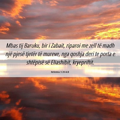 Picture 06 - Nehemia 3:20 ALB - Mbas tij Baruku, bir i Zabait, riparoi me zell - Bible Verse Picture