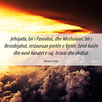 Picture 06 - Nehemia 3:6 ALB - Jehojada, bir i Paseahut, dhe Meshulami, bir i - Bible Verse Picture