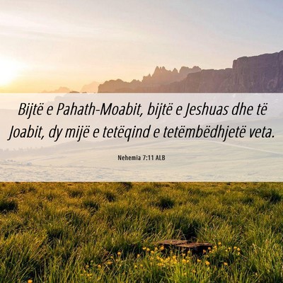 Picture 06 - Nehemia 7:11 ALB - Bijtë e Pahath-Moabit, bijtë e Jeshuas dhe të - Bible Verse Picture