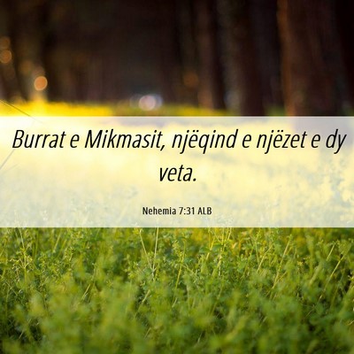 Picture 06 - Nehemia 7:31 ALB - Burrat e Mikmasit, njëqind e njëzet e dy - Bible Verse Picture