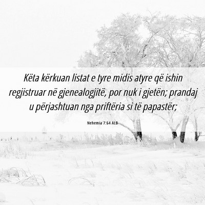Picture 06 - Nehemia 7:64 ALB - Këta kërkuan listat e tyre midis atyre që - Bible Verse Picture