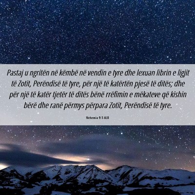 Picture 06 - Nehemia 9:3 ALB - Pastaj u ngritën në këmbë në vendin e tyre - Bible Verse Picture