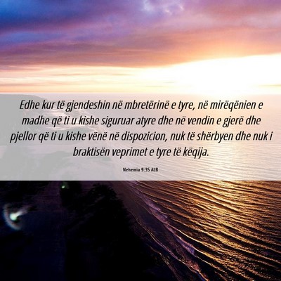 Picture 06 - Nehemia 9:35 ALB - Edhe kur të gjendeshin në mbretërinë e tyre, - Bible Verse Picture