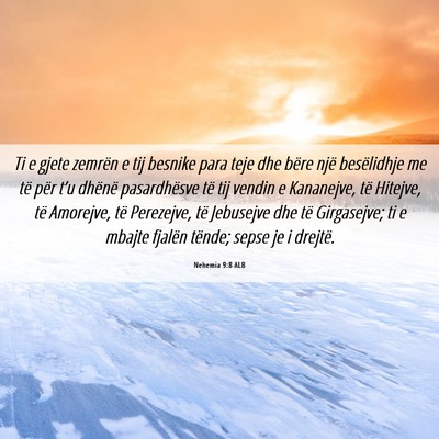 Picture 06 - Nehemia 9:8 ALB - Ti e gjete zemrën e tij besnike para teje dhe - Bible Verse Picture