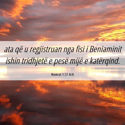 Picture 06 - Numrat 1:37 ALB - ata që u regjistruan nga fisi i Beniaminit ishin - Bible Verse Picture