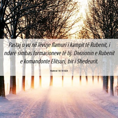 Picture 06 - Numrat 10:18 ALB - Pastaj u vu në lëvizje flamuri i kampit të - Bible Verse Picture