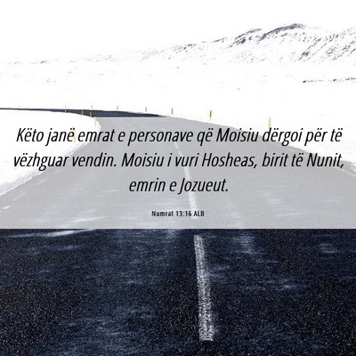 Picture 06 - Numrat 13:16 ALB - Këto janë emrat e personave që Moisiu dërgoi - Bible Verse Picture