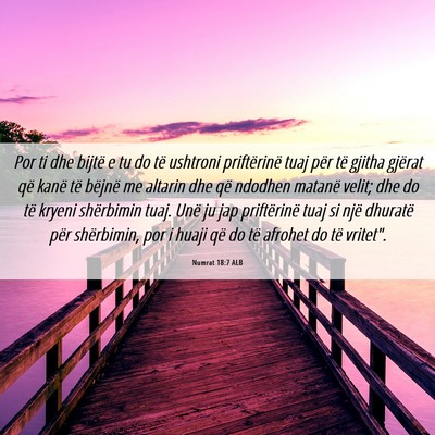 Picture 06 - Numrat 18:7 ALB - Por ti dhe bijtë e tu do të ushtroni - Bible Verse Picture
