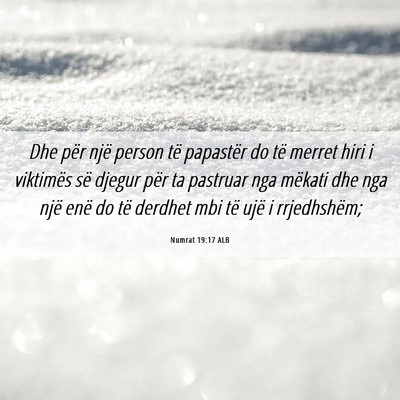 Picture 06 - Numrat 19:17 ALB - Dhe për një person të papastër do të merret - Bible Verse Picture