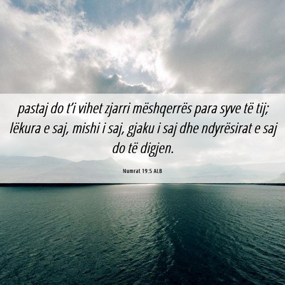 Picture 06 - Numrat 19:5 ALB - pastaj do t’i vihet zjarri mëshqerrës para - Bible Verse Picture