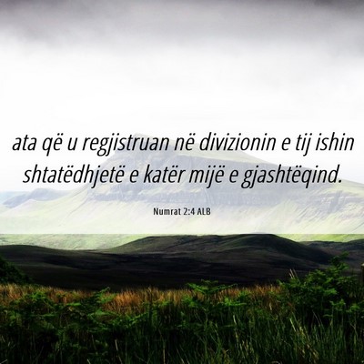 Picture 06 - Numrat 2:4 ALB - ata që u regjistruan në divizionin e tij ishin - Bible Verse Picture