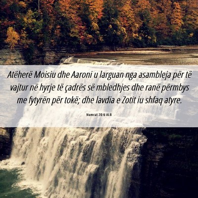 Picture 06 - Numrat 20:6 ALB - Atëherë Moisiu dhe Aaroni u larguan nga - Bible Verse Picture