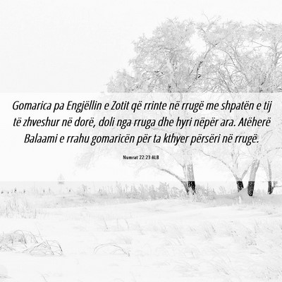 Picture 06 - Numrat 22:23 ALB - Gomarica pa Engjëllin e Zotit që rrinte në - Bible Verse Picture