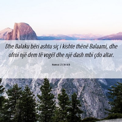Picture 06 - Numrat 23:30 ALB - Dhe Balaku bëri ashtu siç i kishte thënë - Bible Verse Picture