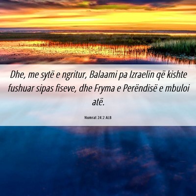 Picture 06 - Numrat 24:2 ALB - Dhe, me sytë e ngritur, Balaami pa Izraelin që - Bible Verse Picture