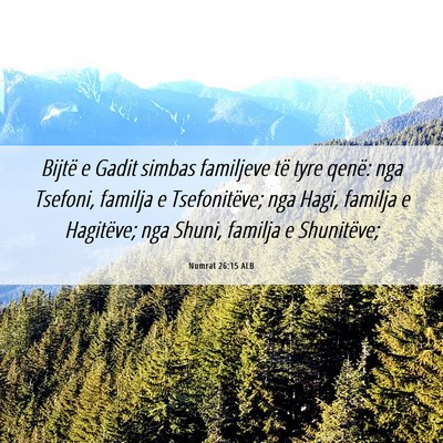 Picture 06 - Numrat 26:15 ALB - Bijtë e Gadit simbas familjeve të tyre qenë: - Bible Verse Picture