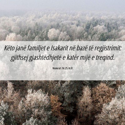 Picture 06 - Numrat 26:25 ALB - Këto janë familjet e Isakarit në bazë të - Bible Verse Picture