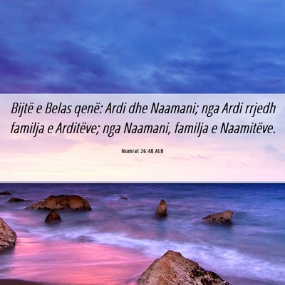 Picture 06 - Numrat 26:40 ALB - Bijtë e Belas qenë: Ardi dhe Naamani; nga Ardi - Bible Verse Picture