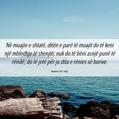 Picture 06 - Numrat 29:1 ALB - Në muajin e shtatë, ditën e parë të muajit - Bible Verse Picture