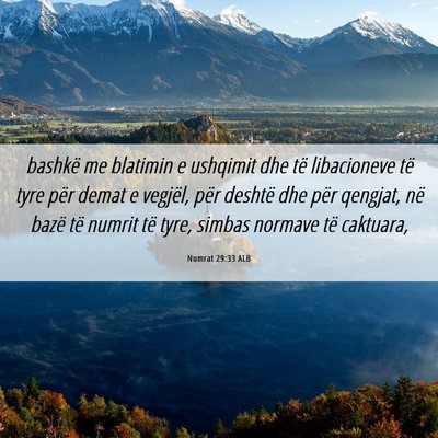 Picture 06 - Numrat 29:33 ALB - bashkë me blatimin e ushqimit dhe të - Bible Verse Picture