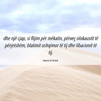 Picture 06 - Numrat 29:38 ALB - dhe një cjap, si flijim për mëkatin, përveç - Bible Verse Picture