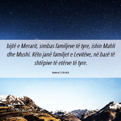 Picture 06 - Numrat 3:20 ALB - bijtë e Merarit, simbas familjeve të tyre, - Bible Verse Picture