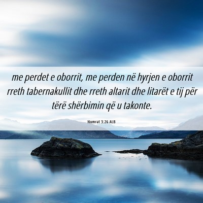 Picture 06 - Numrat 3:26 ALB - me perdet e oborrit, me perden në hyrjen e - Bible Verse Picture