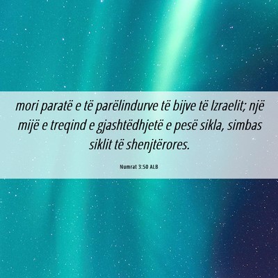 Picture 06 - Numrat 3:50 ALB - mori paratë e të parëlindurve të bijve të - Bible Verse Picture