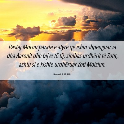 Picture 06 - Numrat 3:51 ALB - Pastaj Moisiu paratë e atyre që ishin shpenguar - Bible Verse Picture