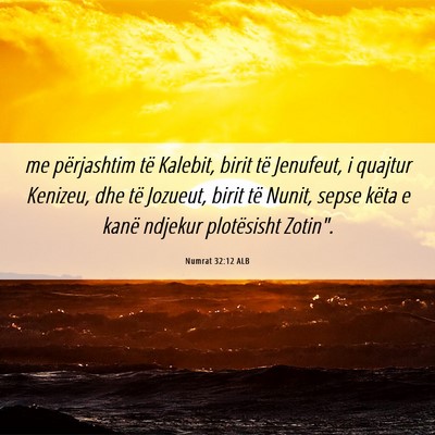 Picture 06 - Numrat 32:12 ALB - me përjashtim të Kalebit, birit të Jenufeut, i - Bible Verse Picture