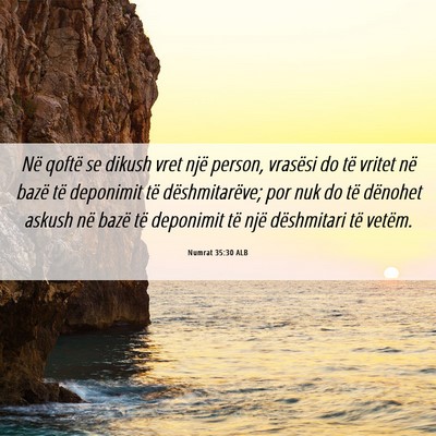 Picture 06 - Numrat 35:30 ALB - Në qoftë se dikush vret një person, vrasësi - Bible Verse Picture