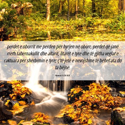 Picture 06 - Numrat 4:26 ALB - perdet e oborrit me perden për hyrjen në oborr, - Bible Verse Picture
