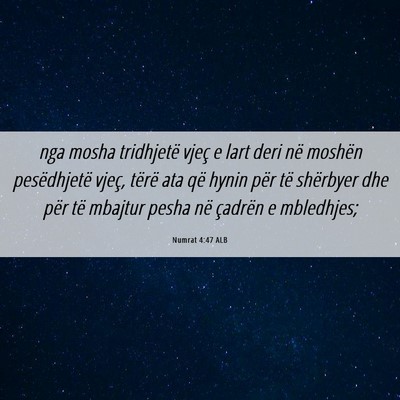 Picture 06 - Numrat 4:47 ALB - nga mosha tridhjetë vjeç e lart deri në - Bible Verse Picture