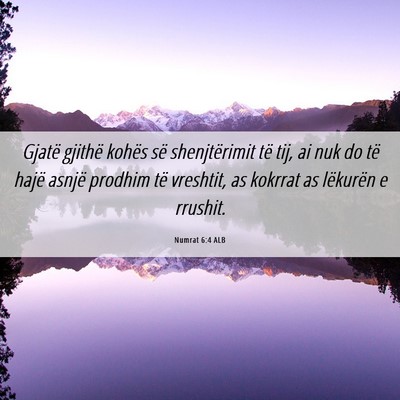 Picture 06 - Numrat 6:4 ALB - Gjatë gjithë kohës së shenjtërimit të tij, - Bible Verse Picture